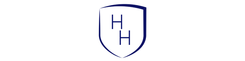 The Helpful Harbour logo is a navy shield with the initials HH in the centre. This is to signify an honest, safe and secure space.